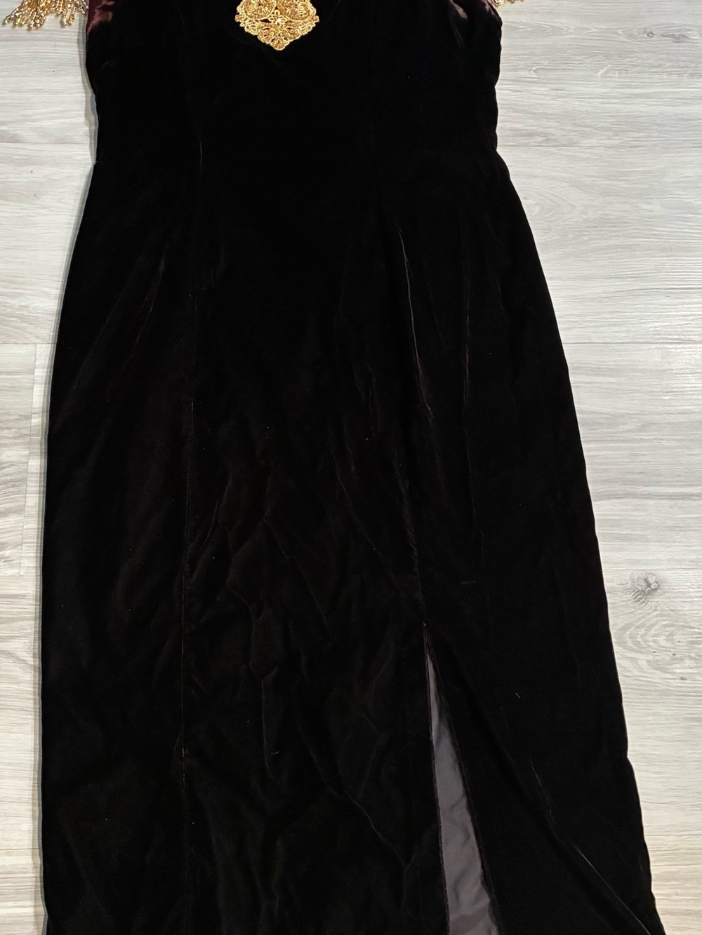 Speed Brand Vintage 80s Black Velvet Gold Beaded Party Prom dress - Picture 6 of 16